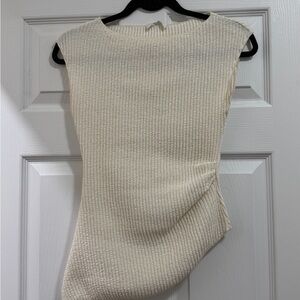 Zara Cream Ribbed Knit Tank Top